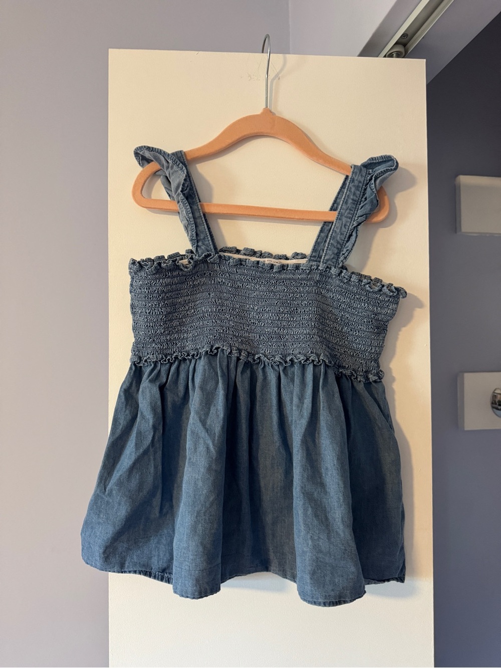 Janie and Jack Girls Denim Smocked Tank Top - Chambray